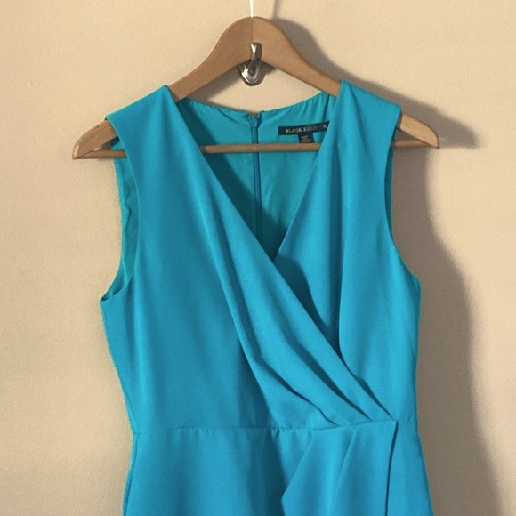 Black Halo Nora Blue Faux Wrap Sleeveless V-Neck Sheath Dress - Picture 5 of 10